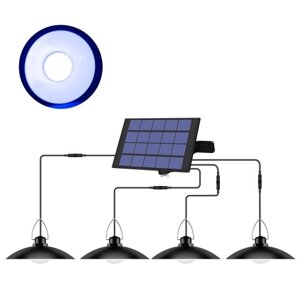 Подвесной светильник на солнечных батареях с регулируемой панелью Автоматическое включение / выключение Датчик освещения IP65 Водонепроницаемая подвесная лампа - 4 головки