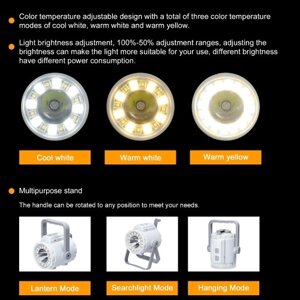 Портативная лампа для кемпинга 3in1, ручная рукоятка, лампа для палатки, прожектор, SOS, фонарик, три регулируемых цветовых температуры