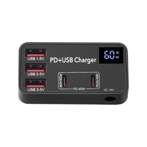 Портативное зарядное устройство PD USB Type C PD+QC Многофункциональный дисплей Смарт-зарядное устройство USB-C Зарядное устройство PD Быстрая зарядка 65 Вт для ноутбука, планшета, телефона