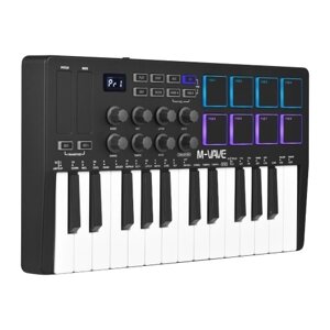 Портативный 25-клавишный MIDI-контроллер M-VAVE SMK-25 с пэдами с RGB-подсветкой и беспроводной функцией