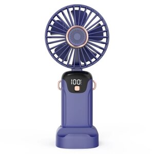 Портативный мини-ручной электрический вентилятор со светодиодным экраном, аккумулятором, складной ручкой, съемной крышкой