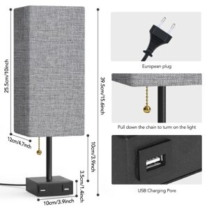 Прикроватная настольная лампа Tomshine с двумя USB-разъемами и розеткой