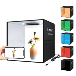 PULUZ Lightbox Мини-световой короб для фотостудии с 6 цветными фонами Комплект палатки для фотосъемки 80 шт. Светодиодное освещение Складное освещение для комнаты