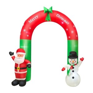 Рождественские 8-футовые надувные Санта-Клаус и снеговик, арка, украшение двора, светодиодные фонари, украшения на открытом воздухе