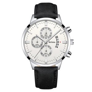 RS0053 Модные роскошные мужские часы для бизнеса Элегантные кварцевые наручные часы с кожаным ремешком 30 м Водонепроницаемые / светящиеся / Аналоговые часы с календарем для мужчин