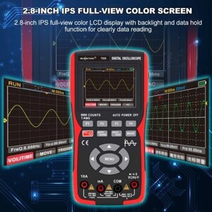 Ручной цифровой мультиметр и осциллометр с ЖК-дисплеем, универсальный измерительный прибор 2-в-1, 9999 отсчетов, 10 МГц, 48 мвыб/с, одноканальное измерение