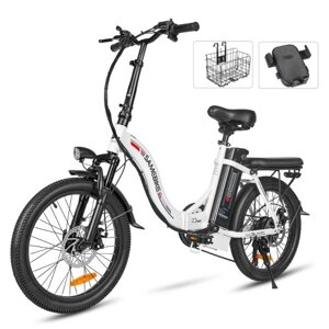 SAMEBIKE CY20 Складной электрический велосипед 20*2,35-дюймовые спицы, мотор 350 Вт, аккумулятор 36 В 12 Ач, максимальный запас хода 80 км, механические дисковые тормоза, двойная подвеска