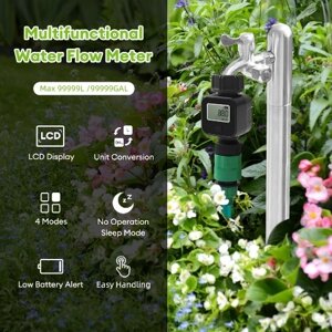 SGS05 Садовый расходомер воды с цифровым дисплеем, тестер расхода воды, детектор скорости потока воды, аксессуары для полива садовых растений