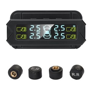 Система контроля давления в шинах, беспроводная TPMS на солнечной энергии с 5 режимами сигнализации, ЖК-дисплей с автоматической подсветкой, 4 датчика 0-81 PSI