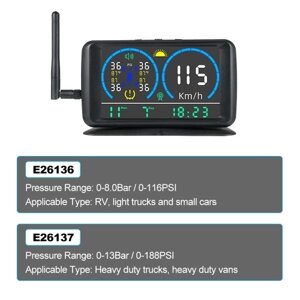 Система контроля давления в шинах с 4 датчиками 4 режима сигнализации с GPS на солнечной энергии Система почасового позиционирования Усилитель сигнала Солнечная система TPMS для автодомов для легких грузовиков и