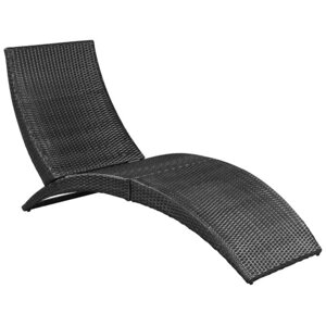 Складной Sun Lounger с подушкой Poly Rattan Black