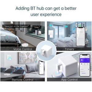 Smart Button Pusher Fingerbot Нет проводки Совместимость с Alexa Google Home Tuya BT Hub Дистанционное управление Беспроводной интеллектуальный выключатель света Таймер бота Голосовое управление Автоматический