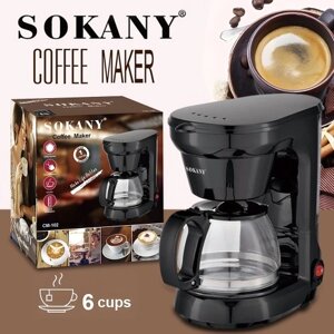 SOKANY CM102 Капельная кофеварка на 6 чашек Противокапельная кофеварка мощностью 650 Вт 750 мл Графин из боросиликатного стекла Электрическая кофеварка Идеально подходит для дома или офиса