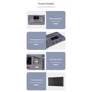Солнечный контроллер, 12 В/24 В, автоматическая идентификация, солнечное зарядное устройство, ЖК-дисплей, солнечный регулятор, двойной USB-контроллер солнечной подзарядки