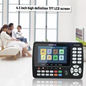 ST-5150 DVB-S2 / T2 / C COMBO HD Спутниковый ТВ-искатель Цифровой портативный измеритель сигнала Спутниковый искатель H. 265 HEVC MPEG-4 4,3-дюймовый TFT ЖК-разъем ЕС