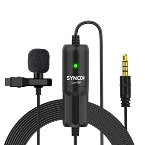 SYNCO Lav-S8 Профессиональный петличный микрофон Клипса Всенаправленный петличный микрофон Подавление шума Автоматическое сопряжение Кабель длиной 8 м / 26,2 фута для камеры DSLR Смартфон ПК Запись видео Видеоблог