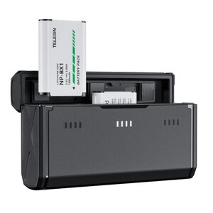 TELESIN CMR-001 2 батарейки NP-BX1 + зарядное устройство на 3 аккумулятора со слотами для карт и портом USB