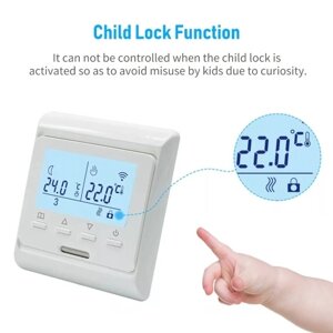 Термостат для котла 2,6-дюймовый ЖК-дисплей Цифровой еженедельно программируемый комнатный термостат Блокировка от детей Интеллектуальный термостат