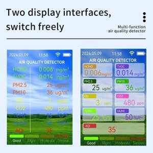 Tuya Wi-Fi Многофункциональный измеритель качества воздуха бытовой HCHO TVOC Тестер угарного газа CO2 PM2,5 PM10 Портативный детектор температуры и влажности 2,8-дюймовый TFT-дисплей с функцией сигнализации