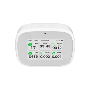 Tuya WiFi 10в1 детектор качества воздуха бытовой портативный AQI PM2.5 PM1.0 PM10 тестер CO2 TVOC HCHO TFT-дисплей многофункциональный измеритель времени, температуры и влажности