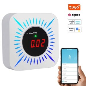 Tuya ZigBee CO Детектор утечки горючих газов Портативный тестер утечки угарного газа Многофункциональный тестер концентрации газов (используется со шлюзами)