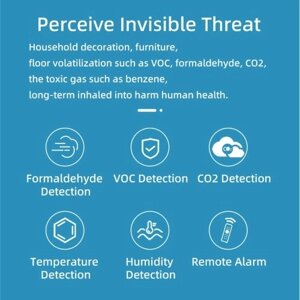 Tuya ZigBee Интеллектуальный монитор качества воздуха 5-в-1 Air Housekeeper HCHO/CO2/VOC/Детектор температуры/влажности Поддержка удаленного управления через приложение Функция сигнализации Совместимость с Alexa