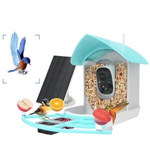 Умная кормушка для птиц на солнечной энергии с HD-камерой 1080P AI Интеллектуальное распознавание видов птиц 2,4G Wi-Fi Беспроводная водонепроницаемая кормушка для птиц