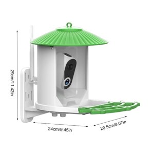 Умная кормушка для птиц на солнечной энергии с HD-камерой ночного видения 1080P AI идентификация видов птиц Кормушка IP65 Водонепроницаемая (с TF-картой)
