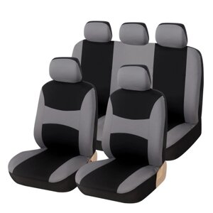 Универсальный полиэстеровый комплект чехлов для автомобильных сидений, автомобильная однотонная ткань, двухцветные аксессуары для салона автомобиля, защита для автомобильных сидений