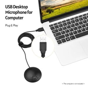 USB Настольный конденсаторный микрофон Всенаправленный микрофон на 360 ° с кабелем длиной 2 м для компьютера Видеоконференция Онлайн-обучение Игры Запись видео Интервью