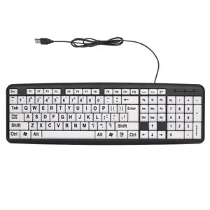USB-проводная клавиатура с большими белыми клавишами Черные буквы