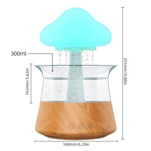 Увлажнитель дождевого облака, капельница воды, таймер 5 часов, ароматерапия, диффузор эфирных масел с 7 светодиодами Night