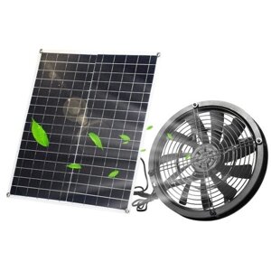 Вентилятор на солнечной энергии для кемпинга на открытом воздухе, комплект вентиляторов с солнечной панелью мощностью 20 Вт, 3000 об/мин - IP65, водонепроницаемый, универсальный для домов, автофургонов, теплиц и