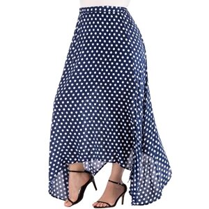 Vintage Women High Waist Polka Dot Maxi Платье с боковым разрезом Асимметричная летняя ретро-длинная юбка
