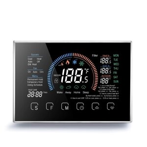 Wi-Fi Smart Тепловой насос Комнатный термостат Регулятор температуры 4,8-дюймовый цветной ЖК-экран Программируемое сенсорное управление (без WiFi)