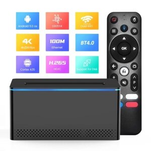 X6 Android 11.0 Smart TV Box Amlogic S905Y4 Медиаплеер 4K LPDDR4 2 ГБ EMMC 16 ГБ со слотом для жесткого диска SATA6 2.4G/5G Двухдиапазонный WiFi BT4.0 VP9 Декодирование H. 265 с дистанционным управлением