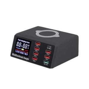 X9 8-портовая беспроводная USB-зарядное устройство Quick Charge PD + QC3.0 + USB-порт Зарядная станция со светодиодным дисплеем для телефона / ноутбука / планшета