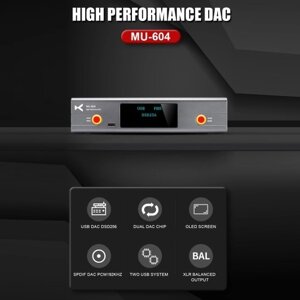 XDuoo MU-604 Высокопроизводительный ЦАП Цифровой аудио декодер Предусилитель Декодер ES9018K2M * 2 Чип USB ЦАП Оптический коаксиальный аудиовход