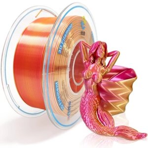 YOUSU Silk PLA-нить для 3D-принтеров, двухцветные нити, размер 1,75 мм, точность +0,03 мм, 1 кг (2,2 фунта)